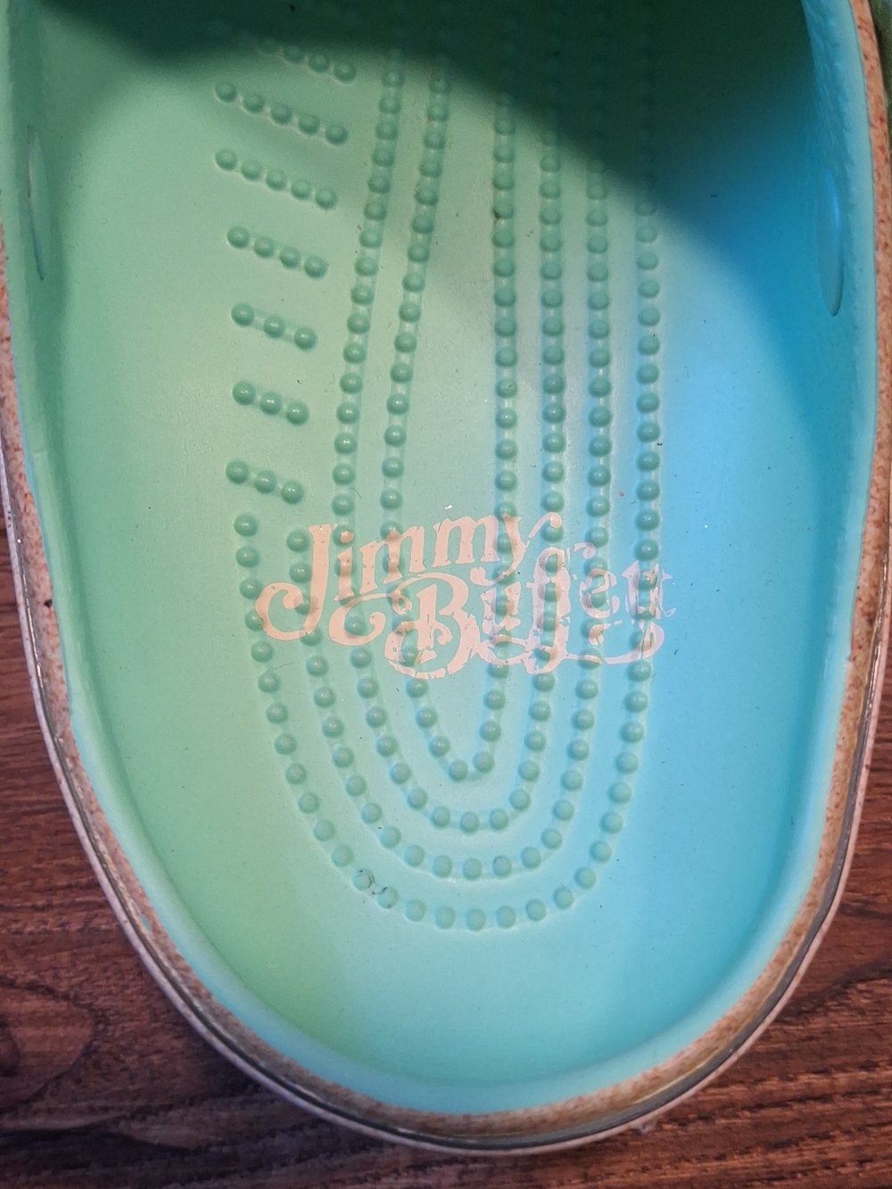 CROCS Jimmy Buffet Seafoam Glitter Sandals with Aqua InsoleS☆SZ M9 W11☆ - Picture 6 of 6